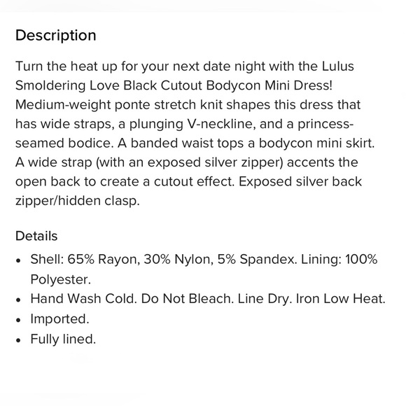 NWT LuLus Smoldering Love LBD Black Open Back Cut Out Bodycon Mini Dress Sz L - Picture 7 of 8
